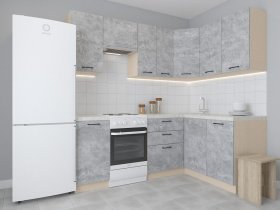 Модульная угловая кухня 1,4м*2,1м Лада (цемент) в Дивногорске - divnogorsk.mebel-nsk.ru | фото