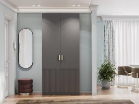 Шкаф двухстворчатый Эккервуд (Нью) (графит) в Дивногорске - divnogorsk.mebel-nsk.ru | фото
