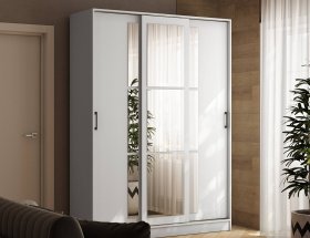Шкаф-купе 1,6м «Стиль-2» (белый) в Дивногорске - divnogorsk.mebel-nsk.ru | фото