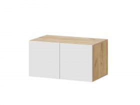 Шкаф верхний (двухстворчатый) Абрау (дуб крафт золотой/белый) в Дивногорске - divnogorsk.mebel-nsk.ru | фото